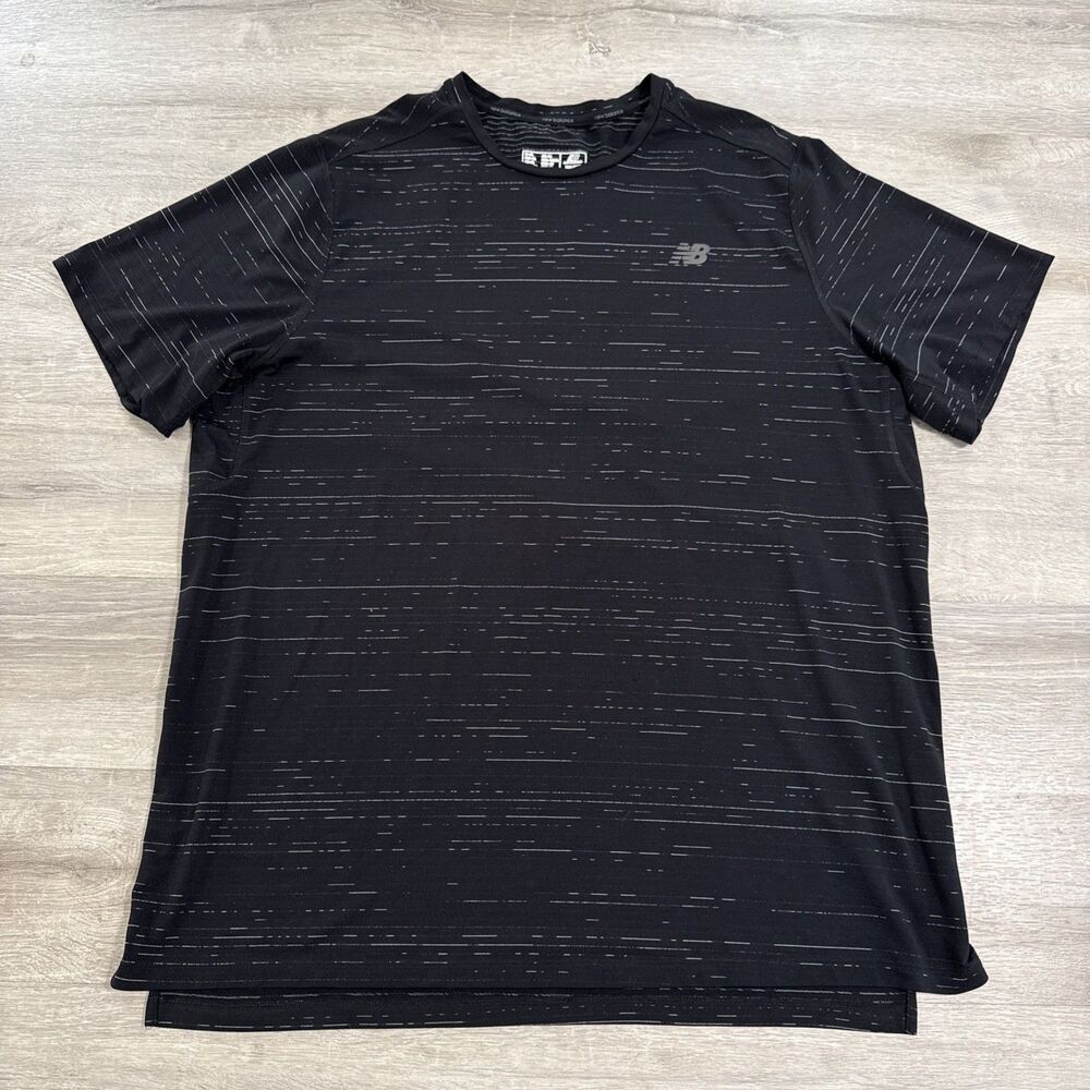 New Balance Shirt Men’s 2XL Black NB Dry Running Reflective Stretch Performance